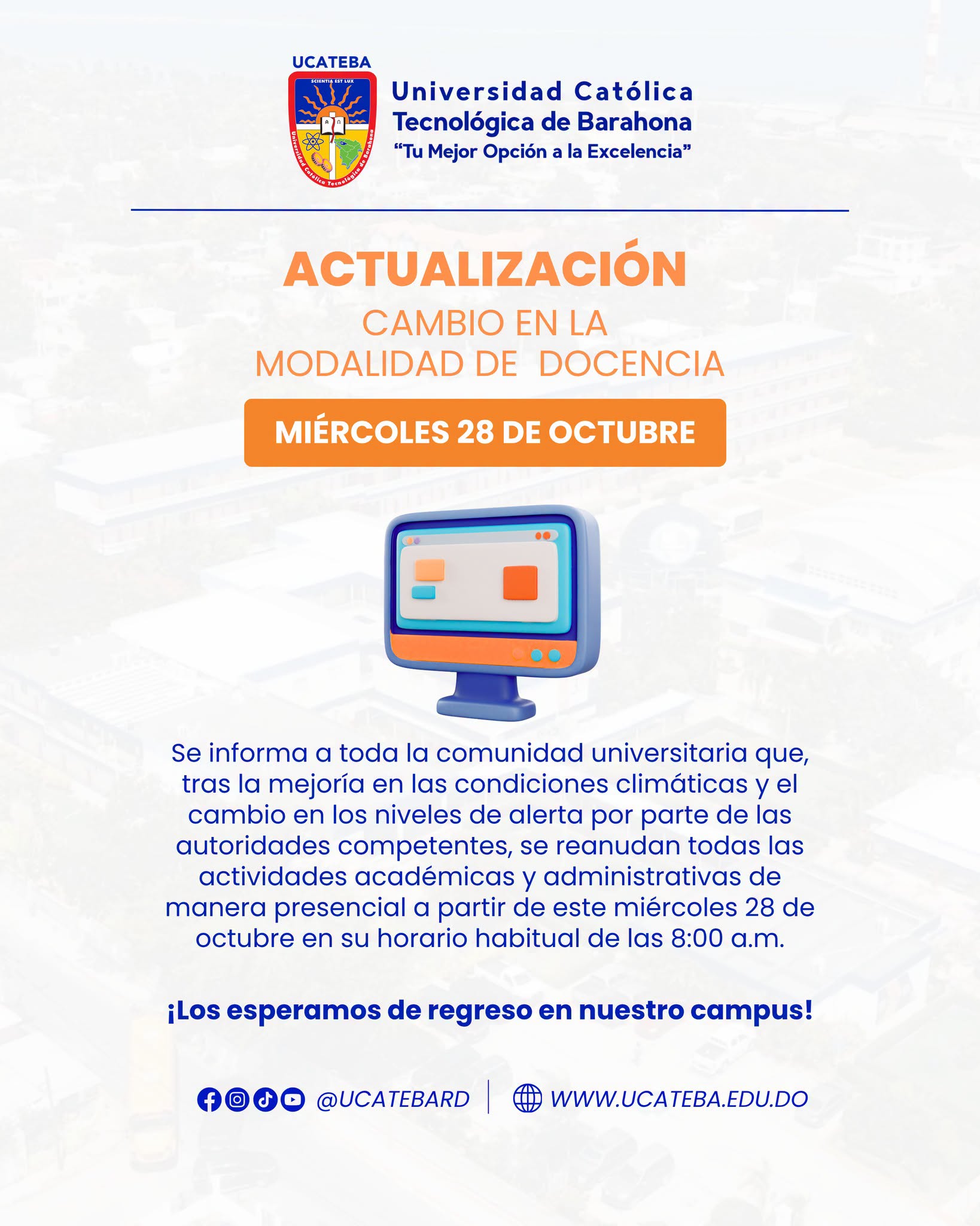 📢 ¡ATENCIÓN COMUNIDAD UNIVERSITARIA!